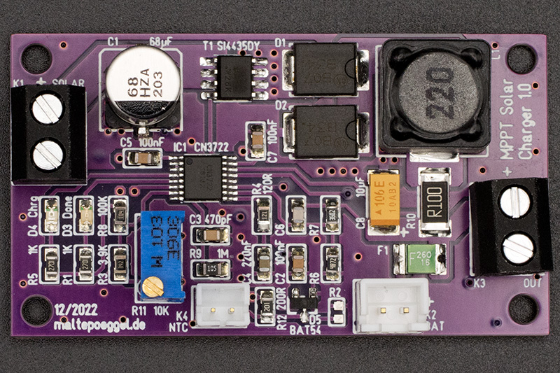 Picture: Printed circuit board of the charge controller