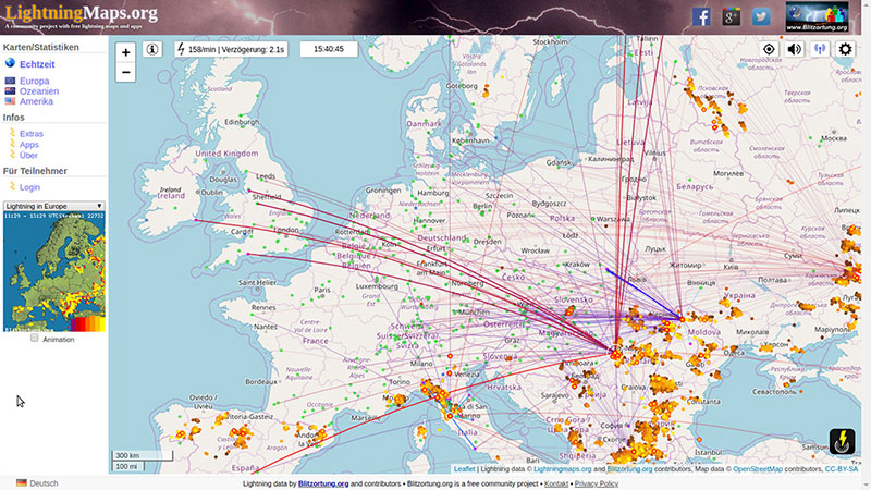 Foto: Webseite lightningmaps.org