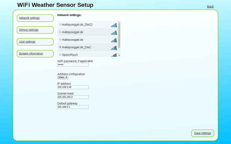 Screenshot: Configuration WLAN