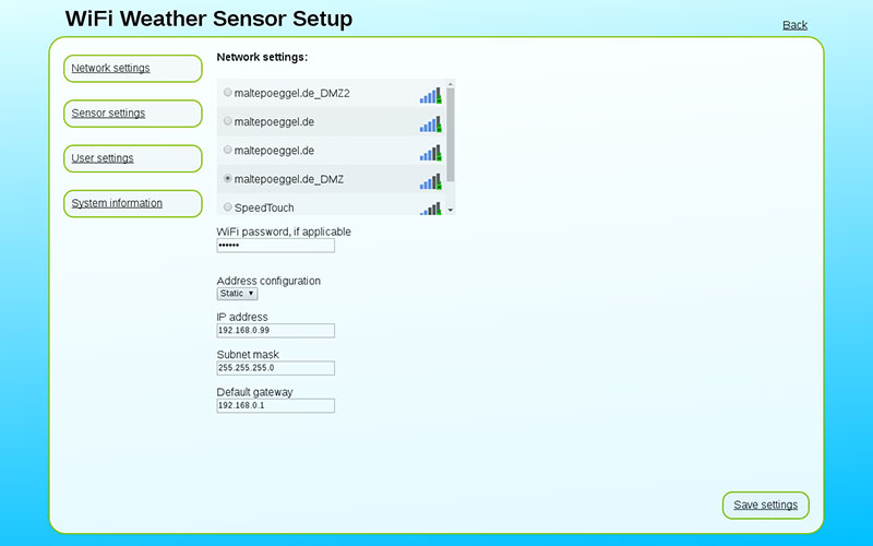 Screenshot: Konfiguration WLAN