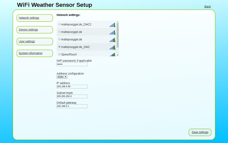 Screenshot: Konfiguration WLAN