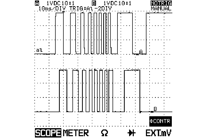Foto: Signalform auf Digitalspeicher Oszilloskop