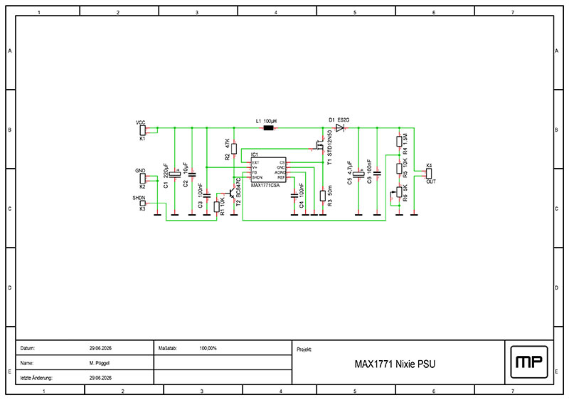 Bild: Schaltplan der MAX1771 Nixie-Stromversorgung