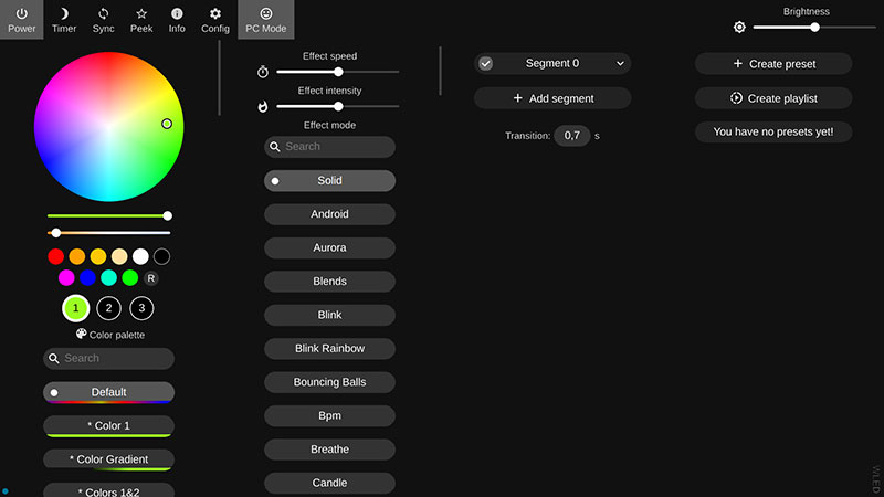 Picture: Screenshot of the WLED webinterface