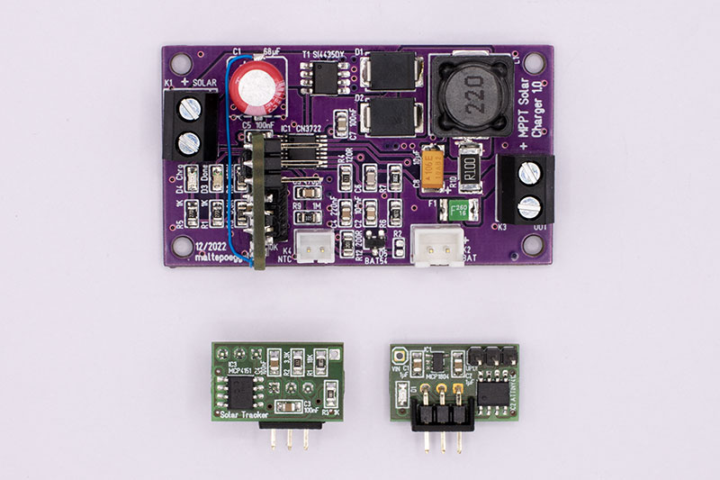 Foto: Laderegler mit Zusatzplatinen des FOCV MPP Trackers