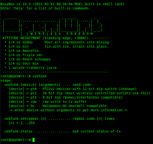 Picture: OpenWRT console